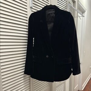 Zara Black Blazer Classic Tailored Velvet Suit Jacket